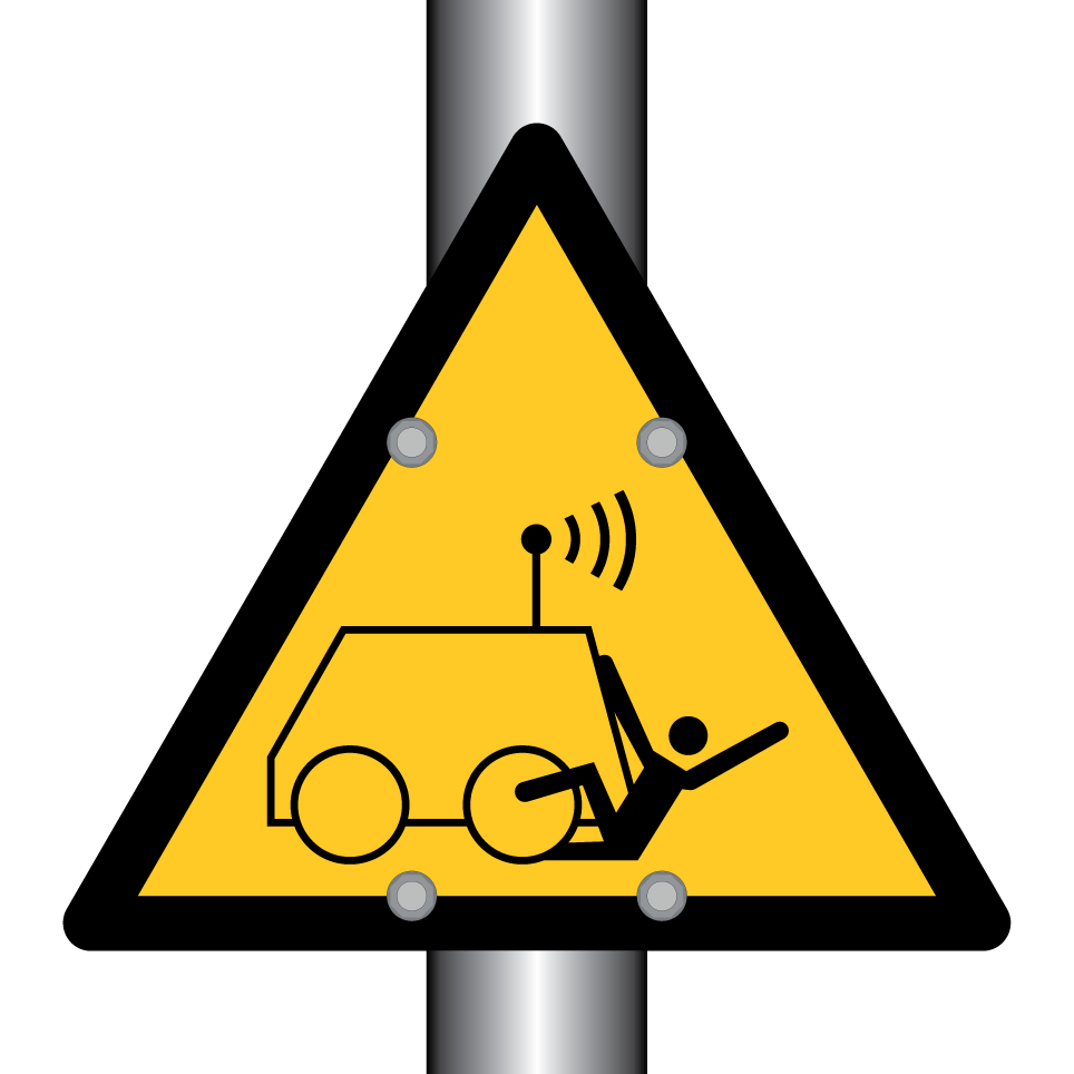 W037 Avertissement Risque d'écrasement par une machine télécommandée