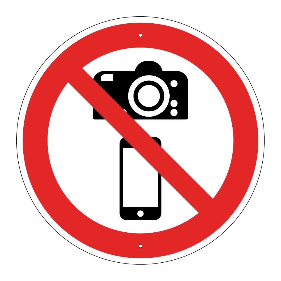 Interdiction de photographier avec des appareils photo ou des téléphones portables