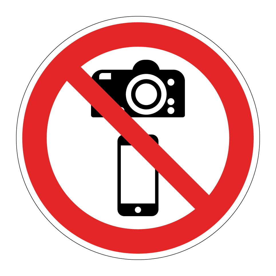 Interdiction de photographier avec des appareils photo ou des téléphones portables