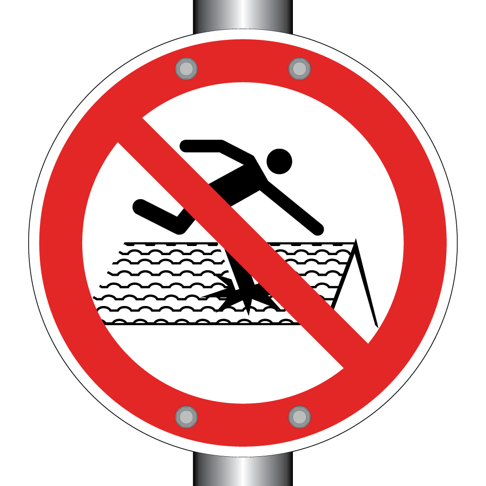 Interdiction de marcher sur le toit fragile