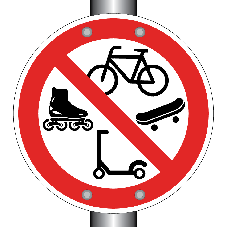 Interdiction de vélos, de patins à roulettes, de trottinettes ou de planches à roulettes