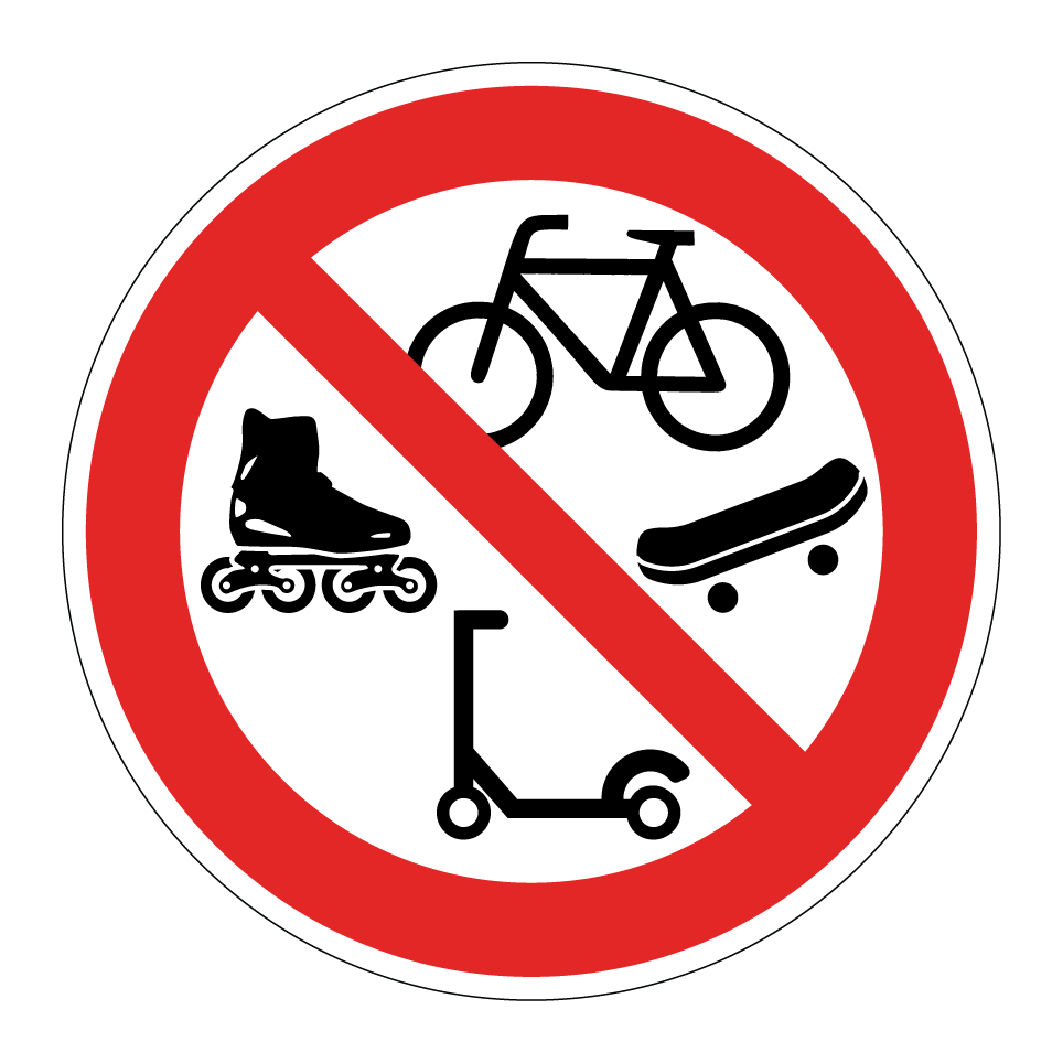 Interdiction de vélos, de patins à roulettes, de trottinettes ou de planches à roulettes
