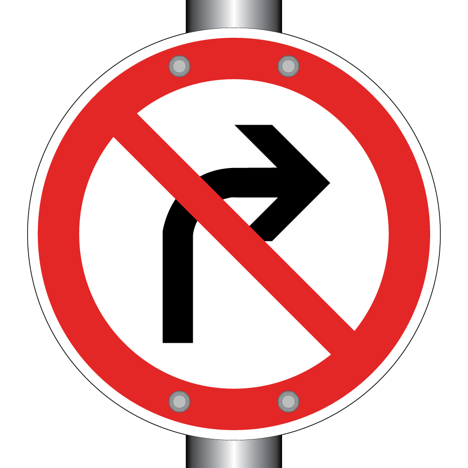 Sens interdit à droite