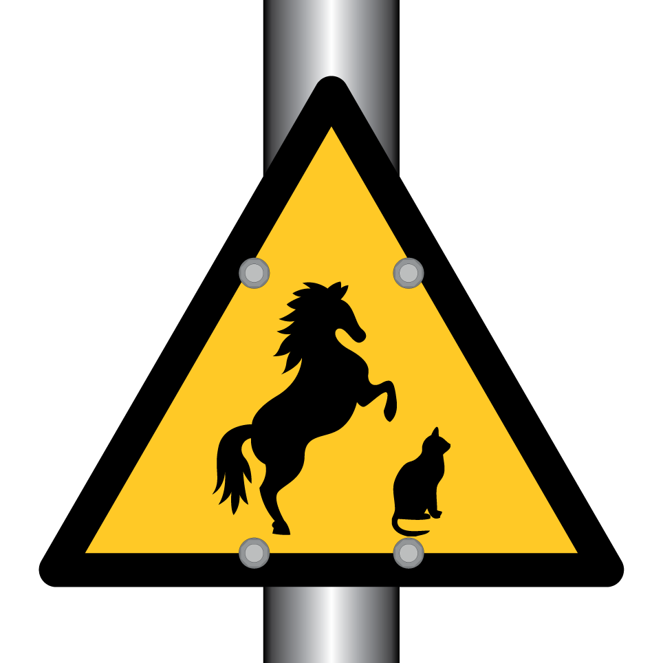 Animaux d’avertissement (cheval et chat)